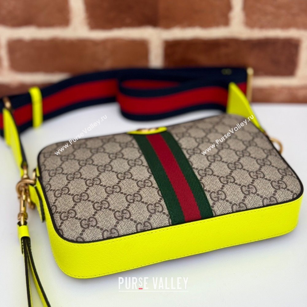 Gucci Ophidia GG Canvas Shoulder Bag with Fluorescent Yellow 699439 2024 (DLH-240522058)