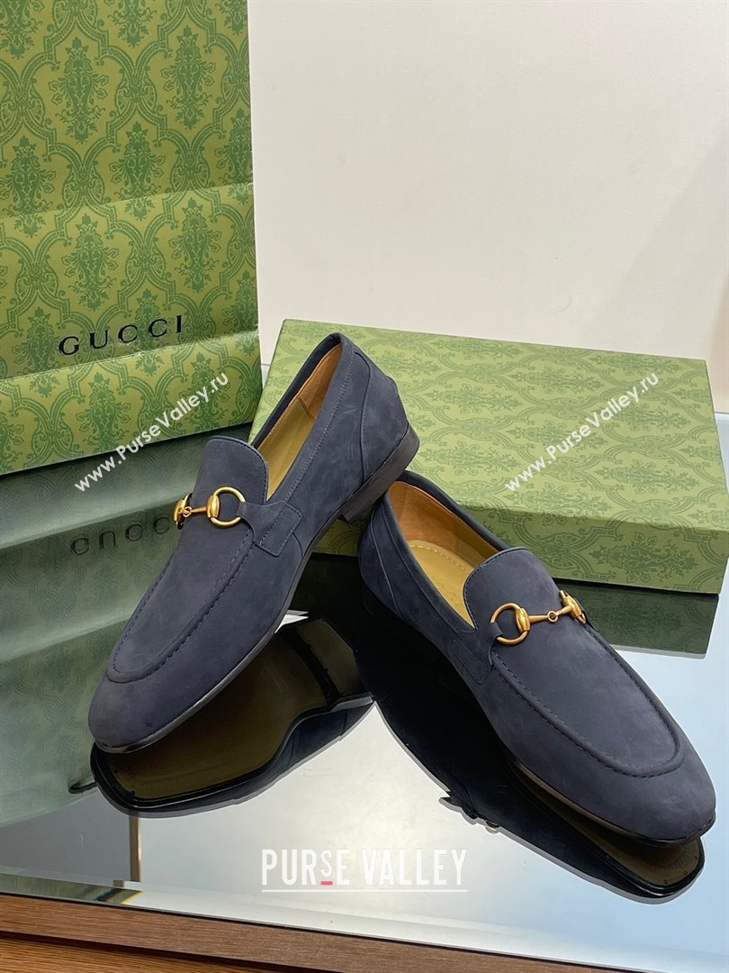 Gucci Jordaan Suede Loafers for Men Blue 2023 (SS-23120602)