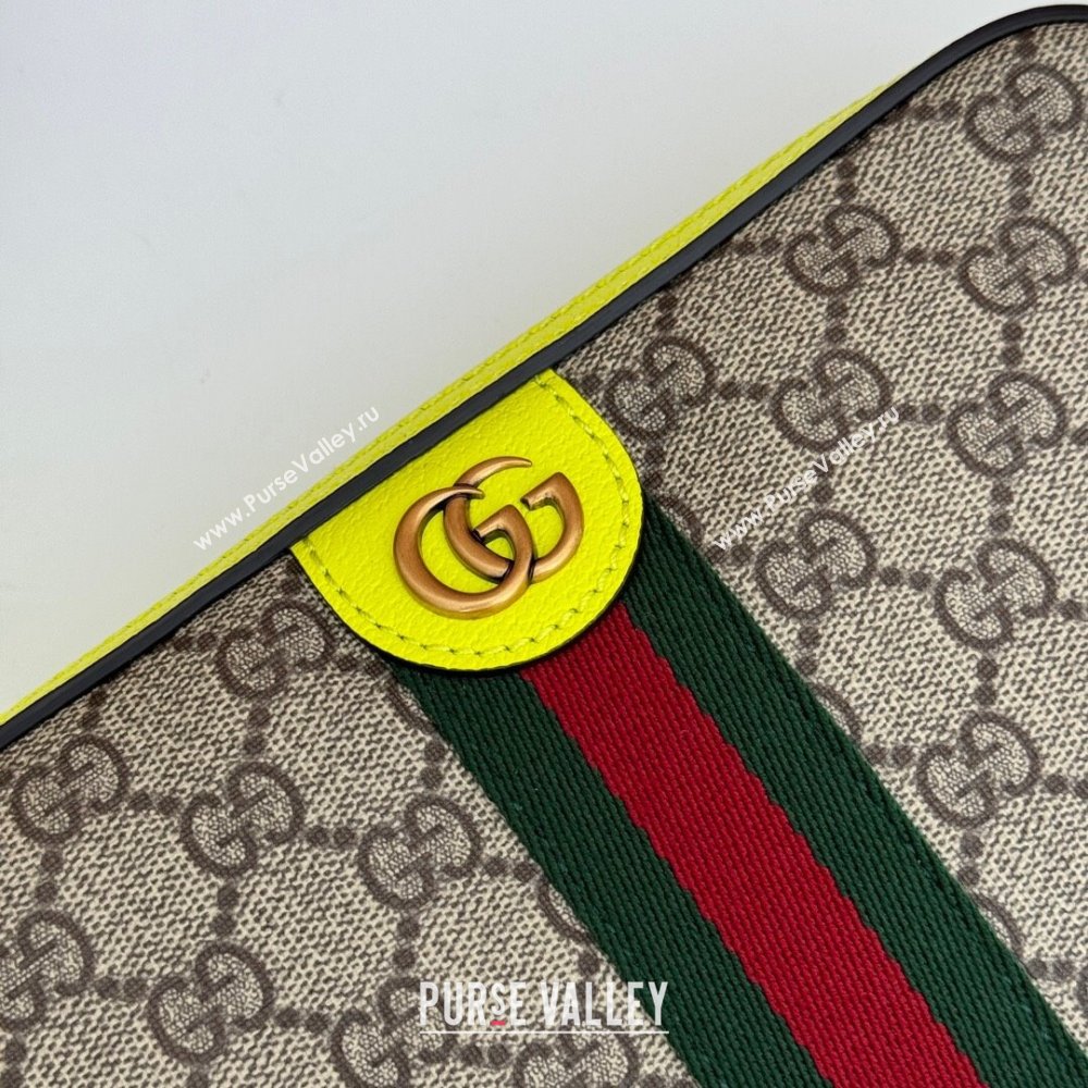 Gucci Ophidia GG Canvas Shoulder Bag with Fluorescent Yellow 699439 2024 (DLH-240522058)