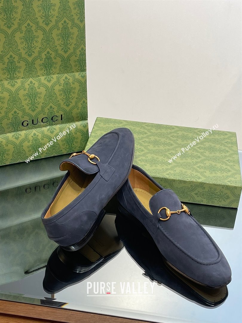 Gucci Jordaan Suede Loafers for Men Blue 2023 (SS-23120602)