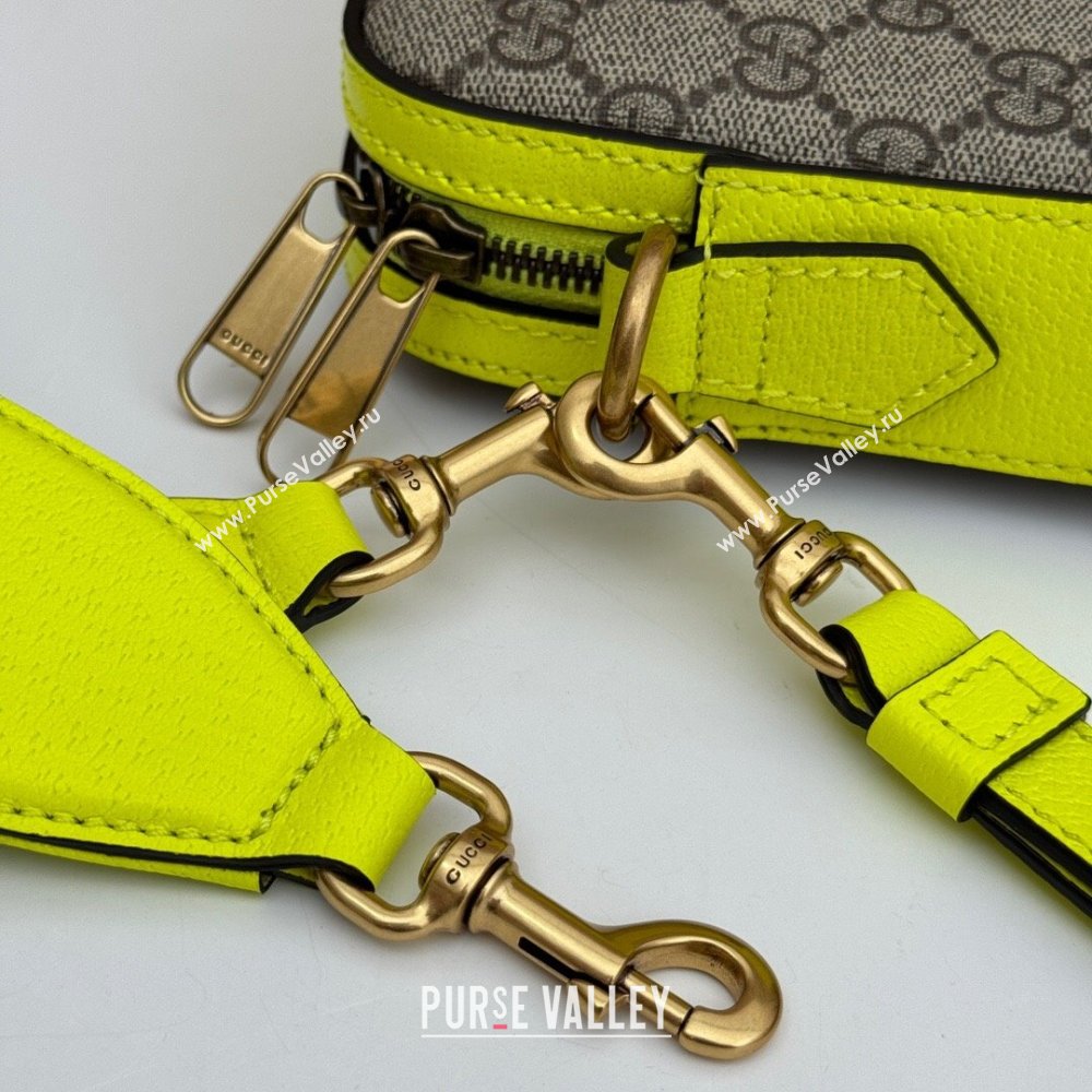 Gucci Ophidia GG Canvas Shoulder Bag with Fluorescent Yellow 699439 2024 (DLH-240522058)