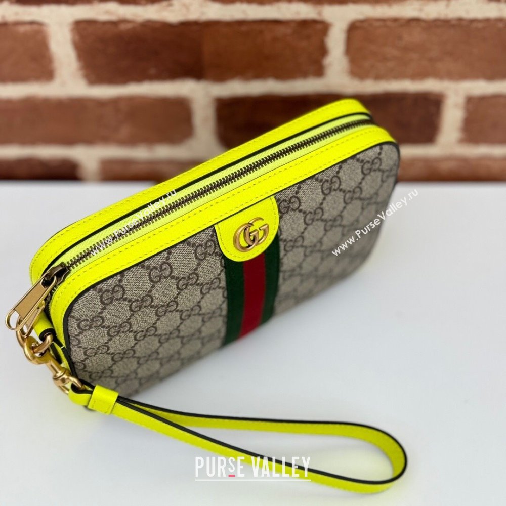 Gucci Ophidia GG Canvas Shoulder Bag with Fluorescent Yellow 699439 2024 (DLH-240522058)