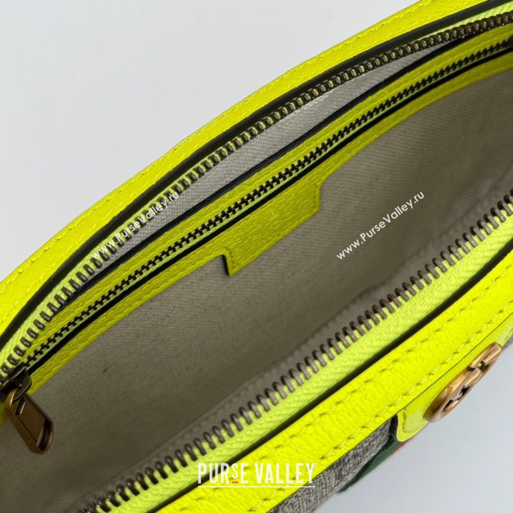 Gucci Ophidia GG Canvas Shoulder Bag with Fluorescent Yellow 699439 2024 (DLH-240522058)