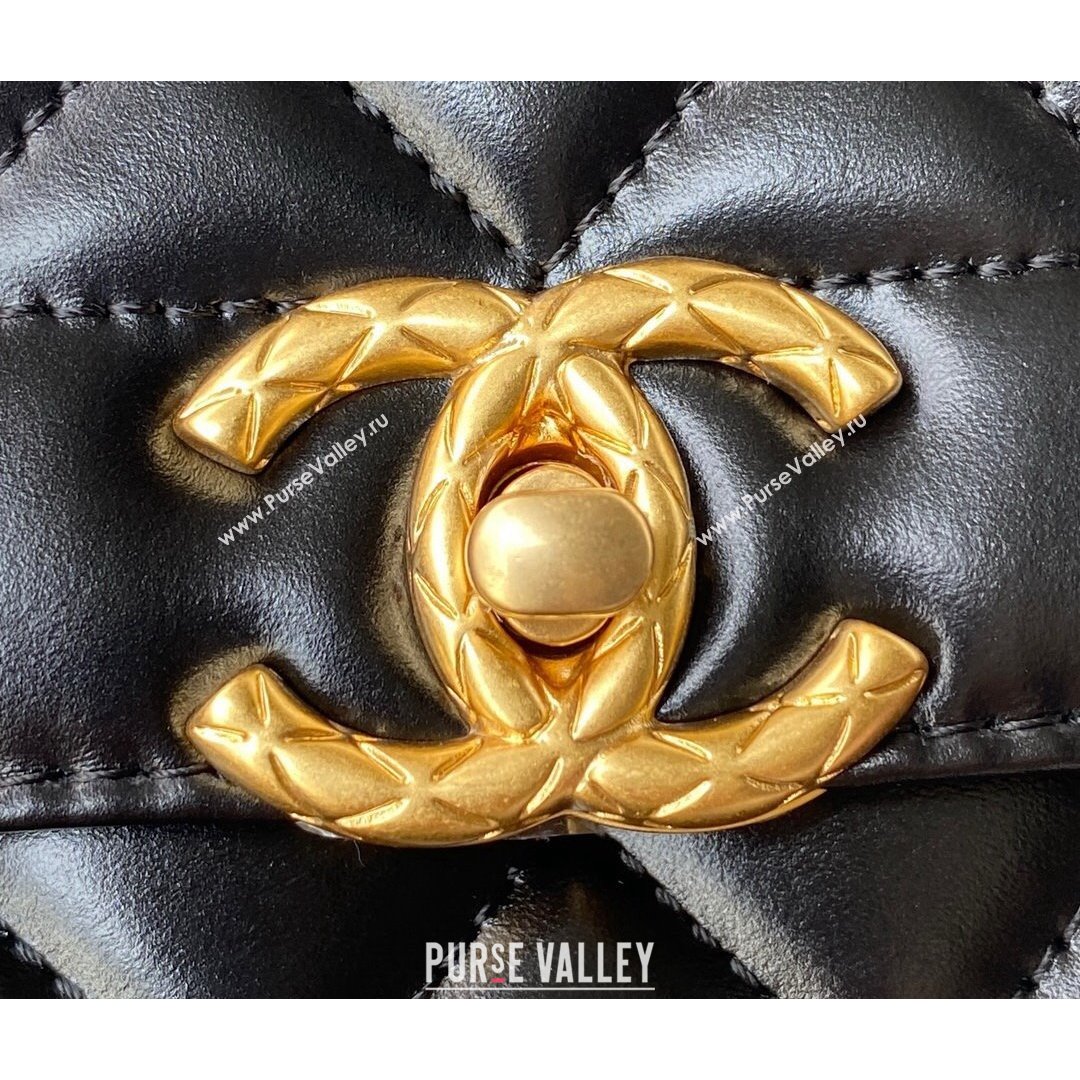 Chanel Smooth Calfskin & Vintage Metal Small Flap Bag Black 2021 (SSZ-21082810)