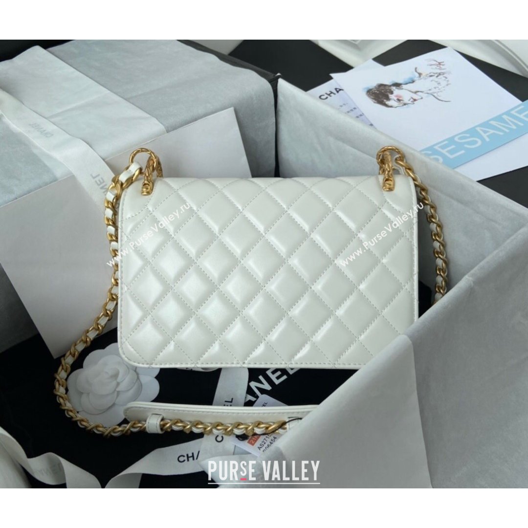 Chanel Smooth Calfskin & Vintage Metal Small Flap Bag White 2021 (SSZ-21082809)