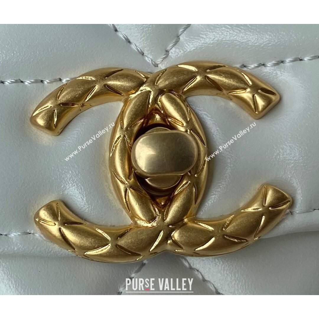 Chanel Smooth Calfskin & Vintage Metal Small Flap Bag White 2021 (SSZ-21082809)