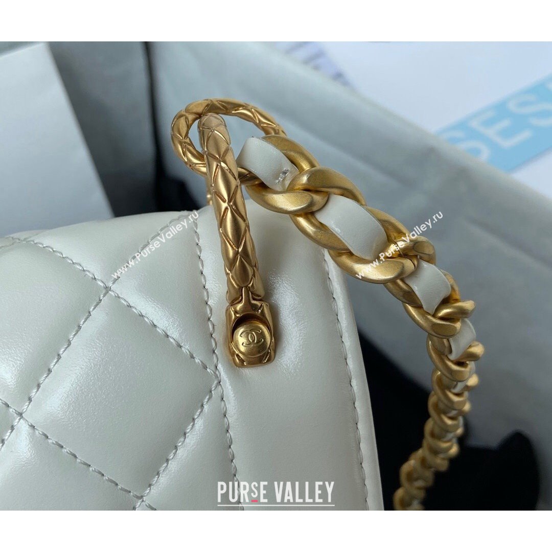 Chanel Smooth Calfskin & Vintage Metal Small Flap Bag White 2021 (SSZ-21082809)