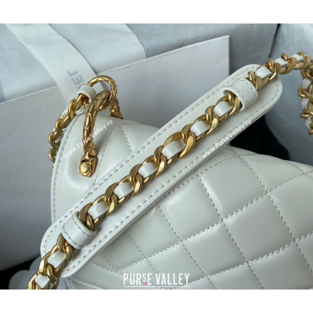 Chanel Smooth Calfskin & Vintage Metal Small Flap Bag White 2021 (SSZ-21082809)