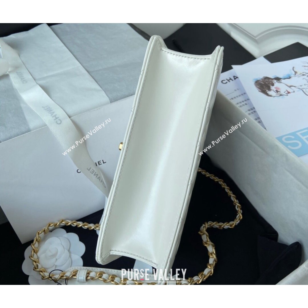 Chanel Smooth Calfskin & Vintage Metal Small Flap Bag White 2021 (SSZ-21082809)