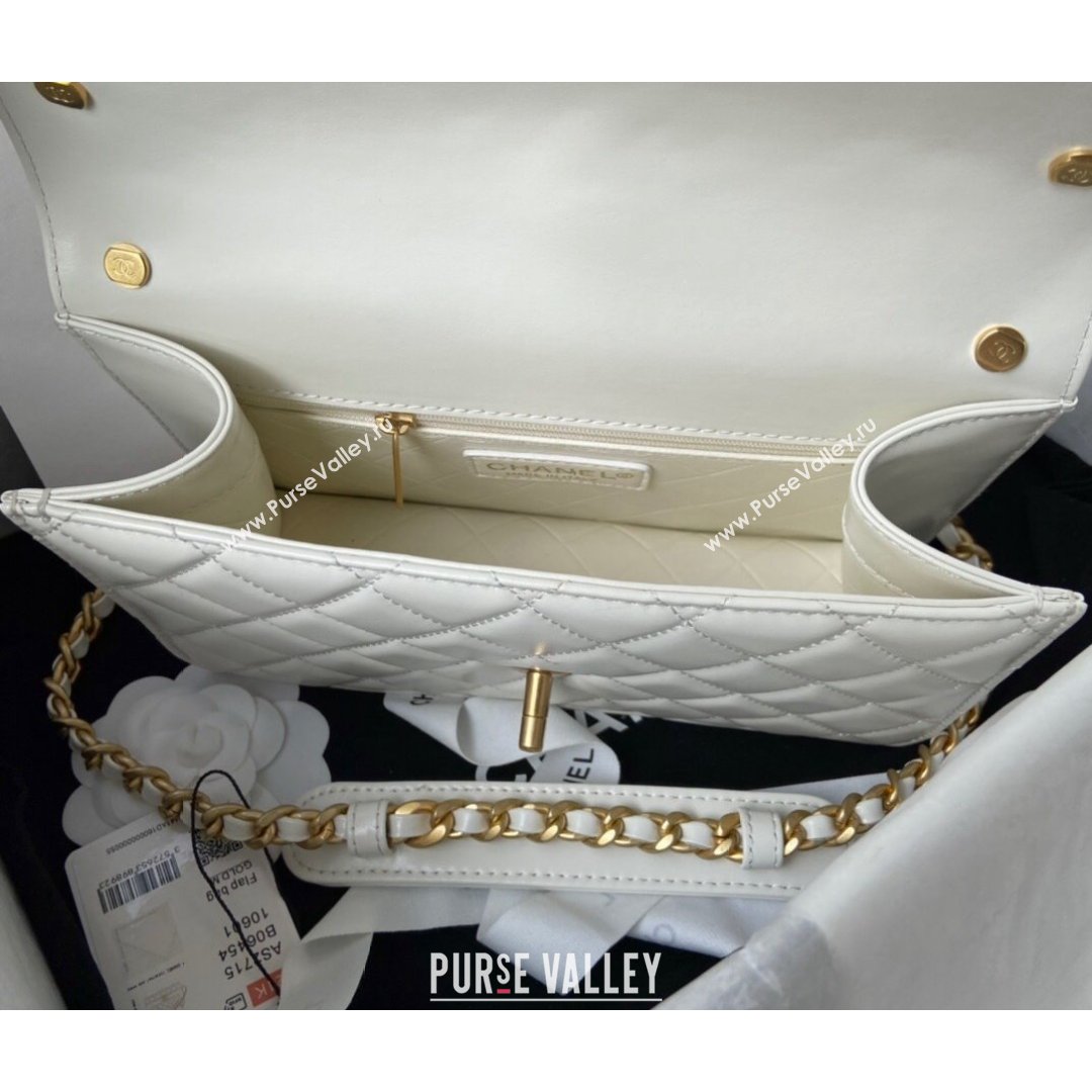 Chanel Smooth Calfskin & Vintage Metal Small Flap Bag White 2021 (SSZ-21082809)
