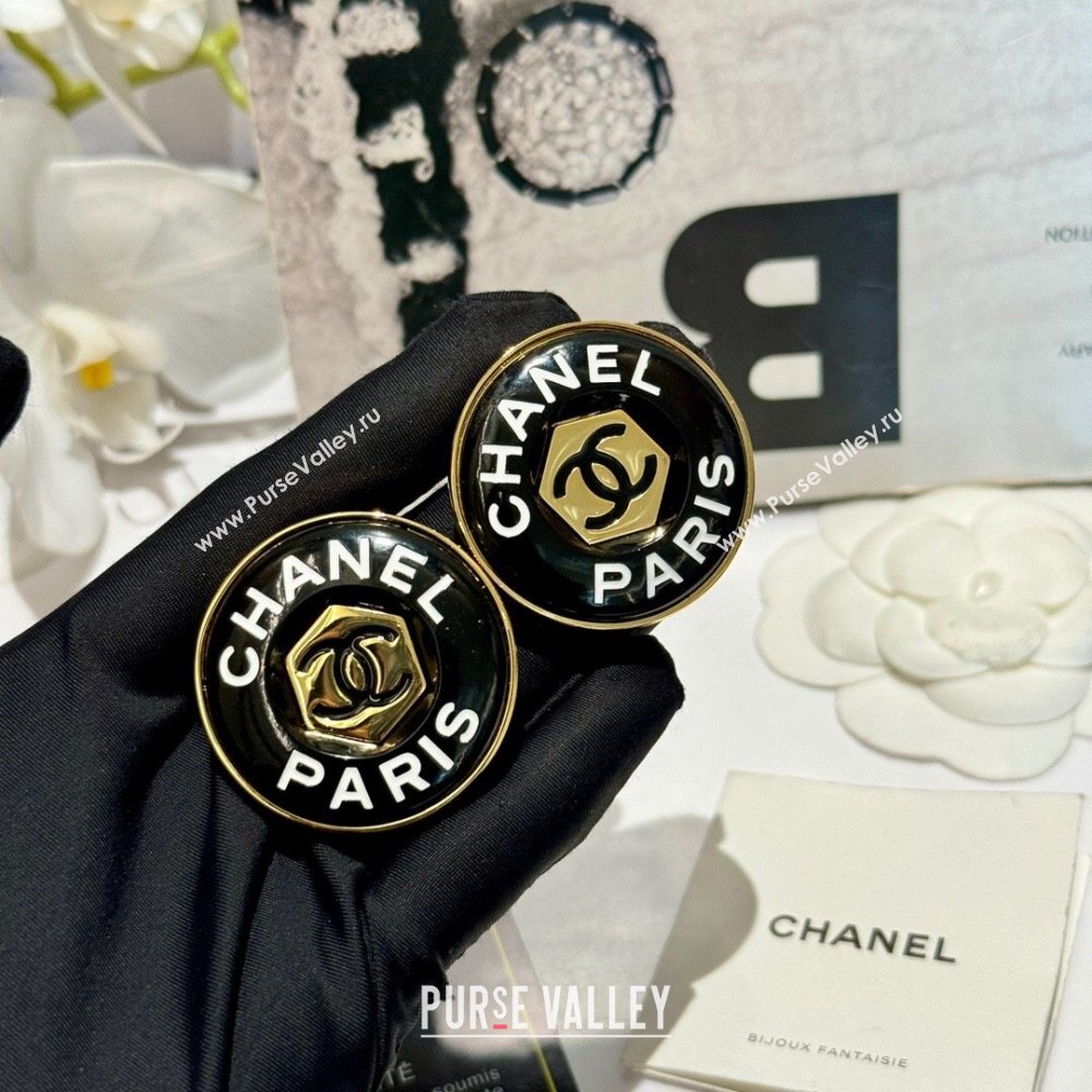 Chanel Round Stud Earrings CH12626 Black 2024 (YF-24012626)