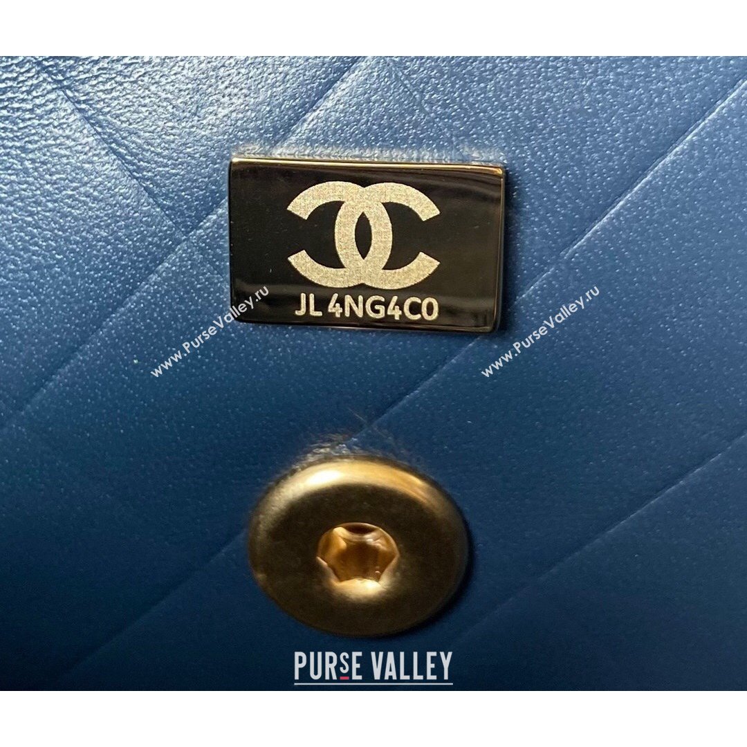 Chanel Smooth Calfskin & Vintage Metal Small Flap Bag Navy Blue 2021 (SSZ-21082811)