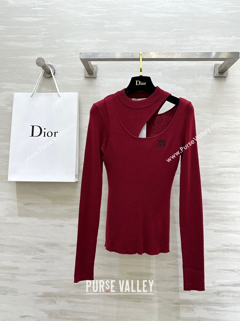 Dior Miss Dior Knit Sweater D101810 Burgundy 2024 (Q-24101810)