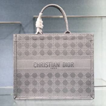 Dior Large Book Tote Bag in Grey Cannage Embroidery 2020 (XXG-20112633)