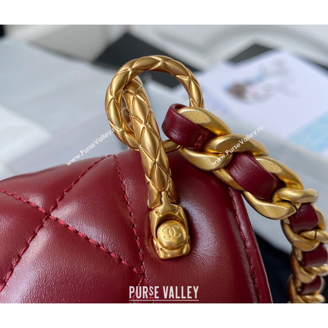 Chanel Smooth Calfskin & Vintage Metal Small Flap Bag Burgundy 2021 (SSZ-21082812)