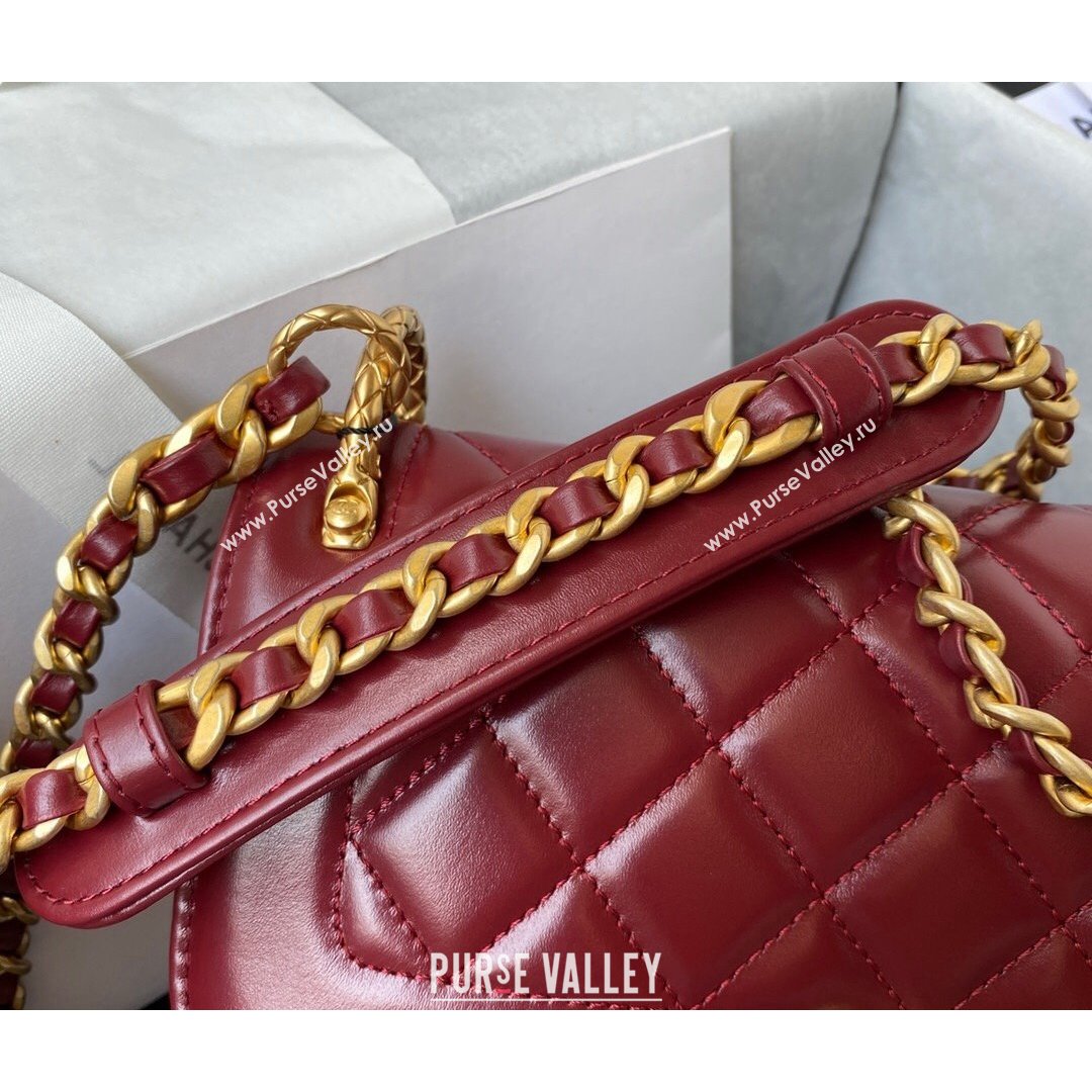 Chanel Smooth Calfskin & Vintage Metal Small Flap Bag Burgundy 2021 (SSZ-21082812)