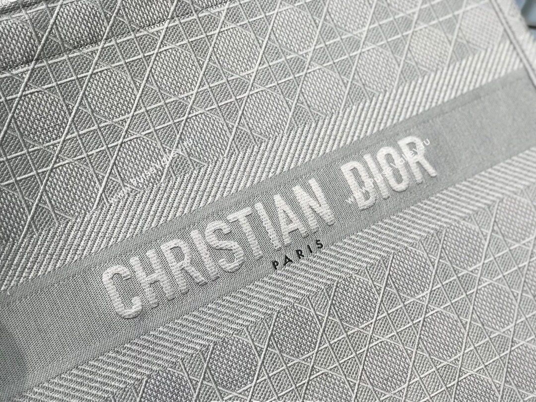 Dior Large Book Tote Bag in Grey Cannage Embroidery 2020 (XXG-20112633)