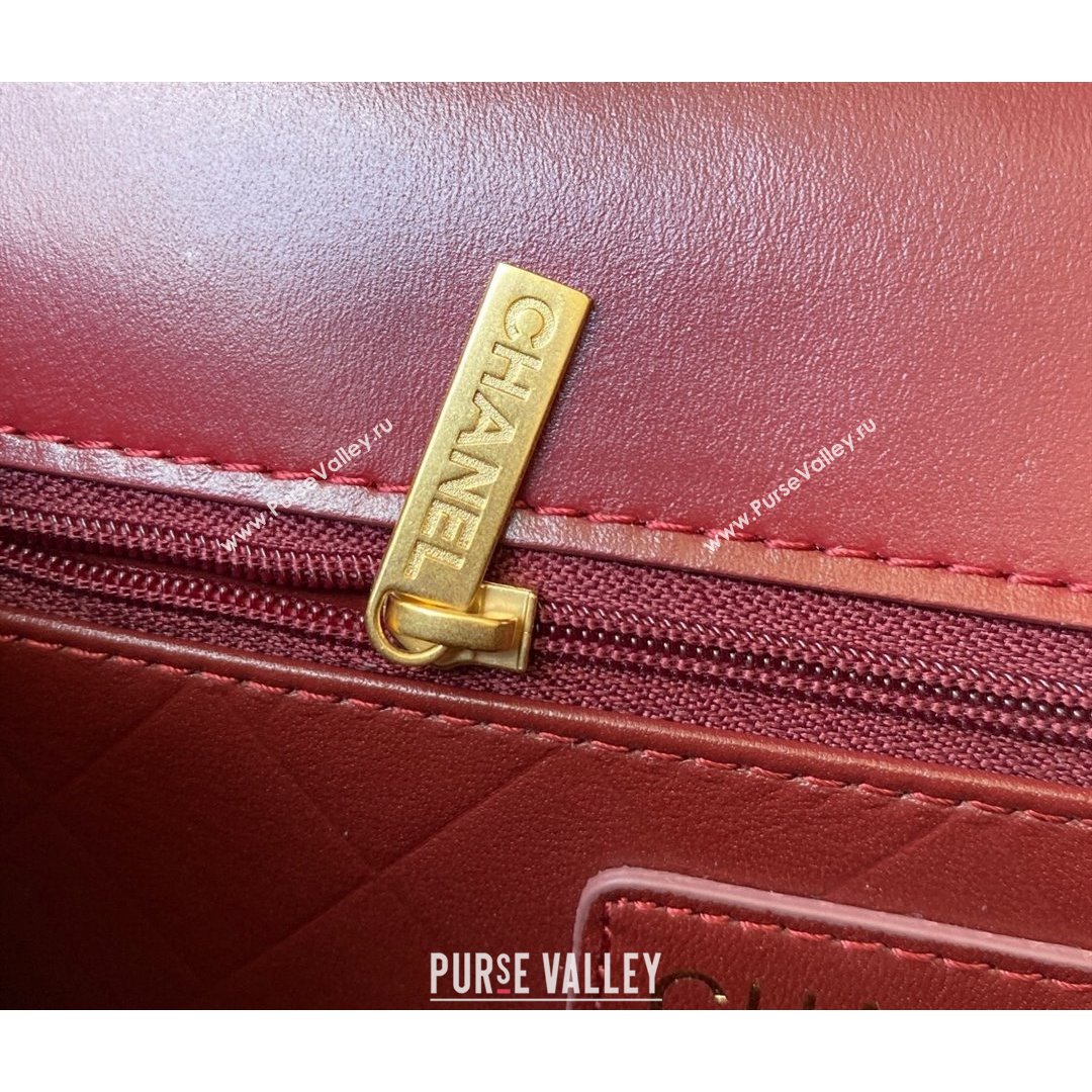 Chanel Smooth Calfskin & Vintage Metal Small Flap Bag Burgundy 2021 (SSZ-21082812)