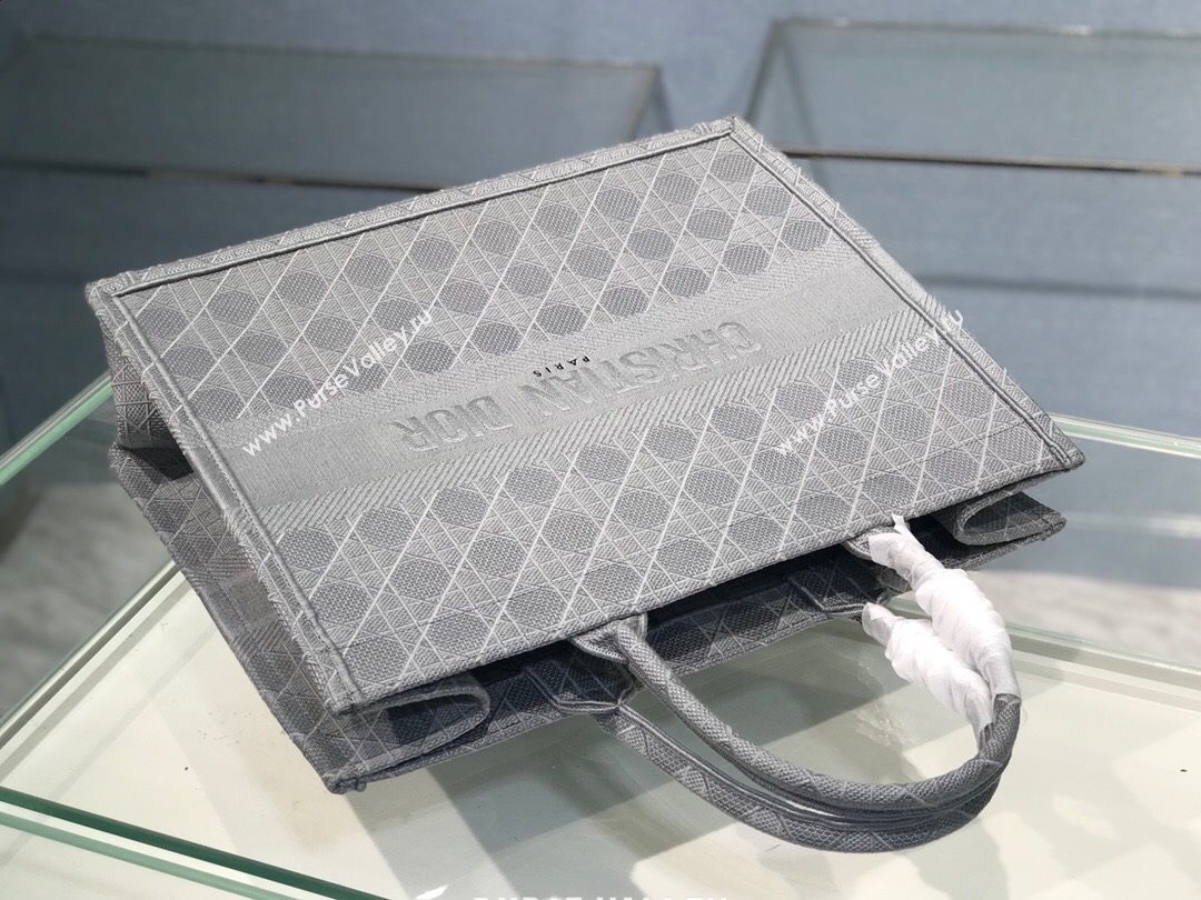 Dior Large Book Tote Bag in Grey Cannage Embroidery 2020 (XXG-20112633)