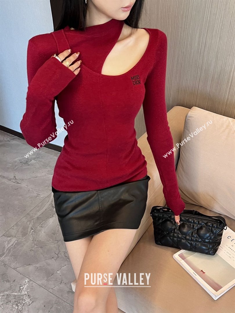 Dior Miss Dior Knit Sweater D101810 Burgundy 2024 (Q-24101810)