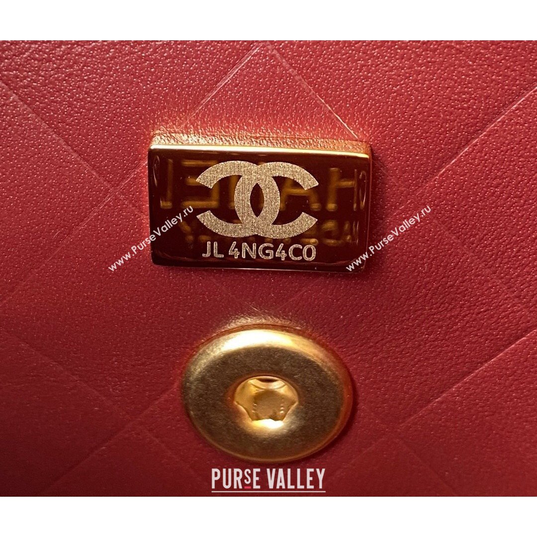 Chanel Smooth Calfskin & Vintage Metal Small Flap Bag Burgundy 2021 (SSZ-21082812)