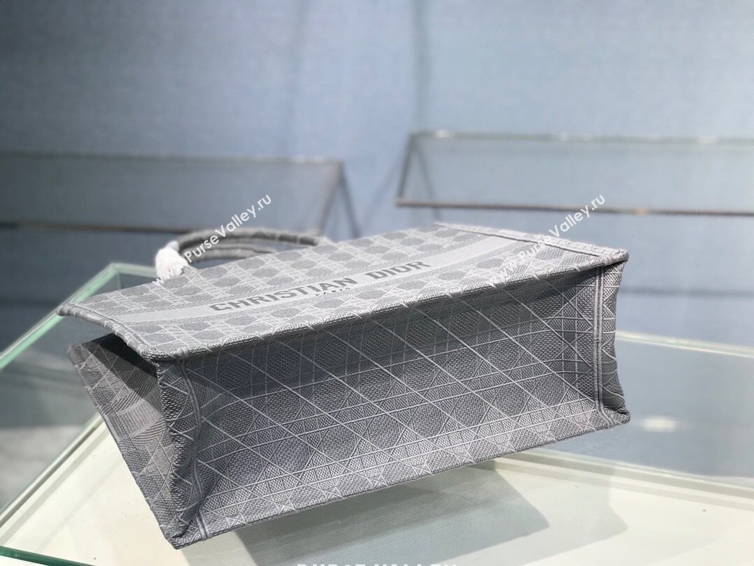 Dior Large Book Tote Bag in Grey Cannage Embroidery 2020 (XXG-20112633)