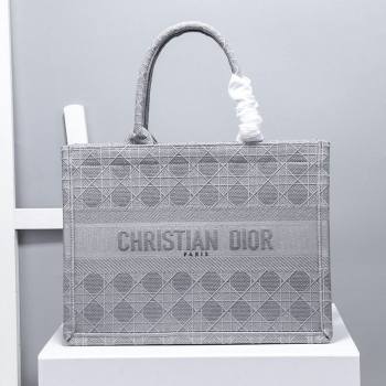 Dior Small Book Tote Bag in Grey Cannage Embroidery 2020 (XXG-20112632)