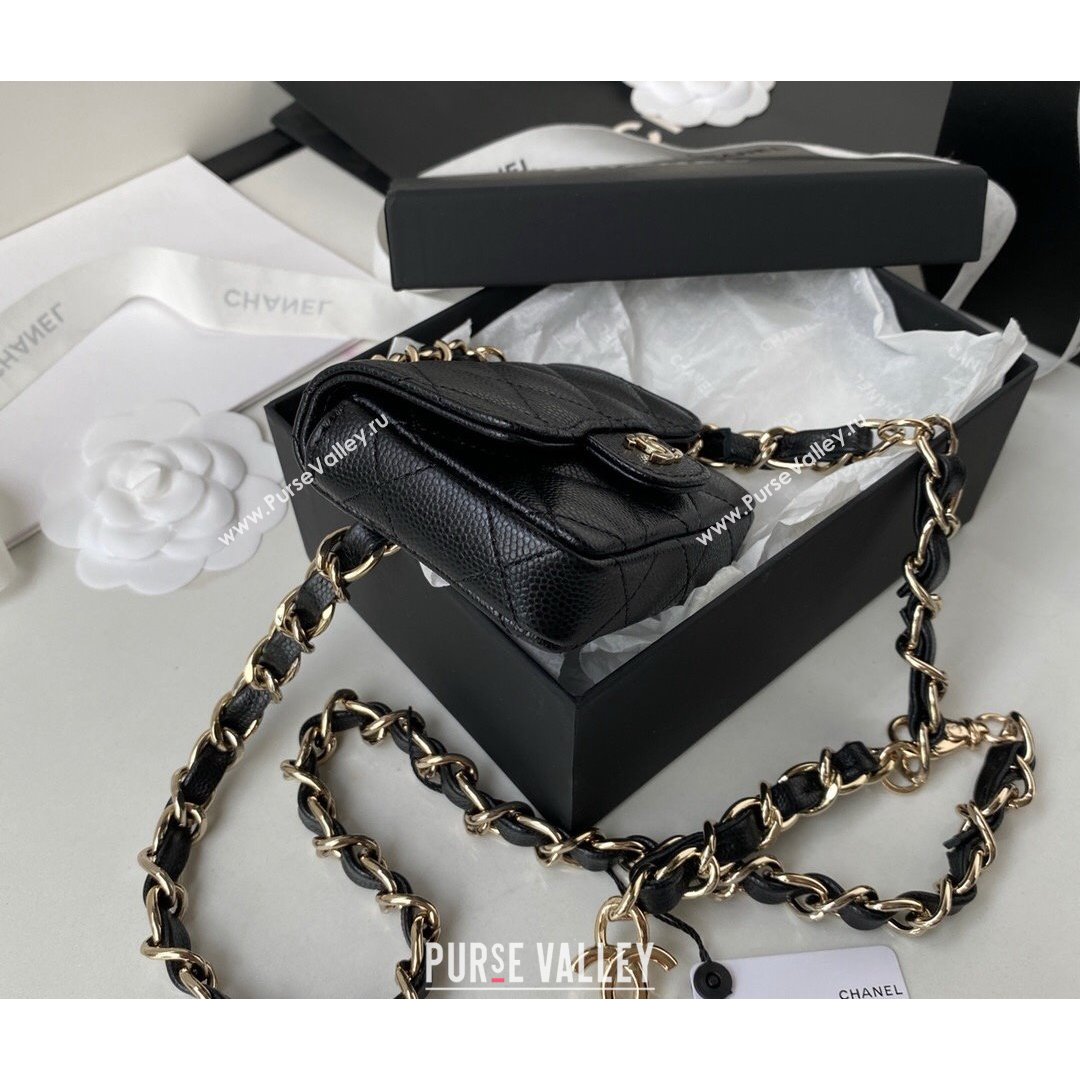 Chanel Grained Calfskin Mini Belt Bag AP2305 Black 2021 (SSZ-21082813)
