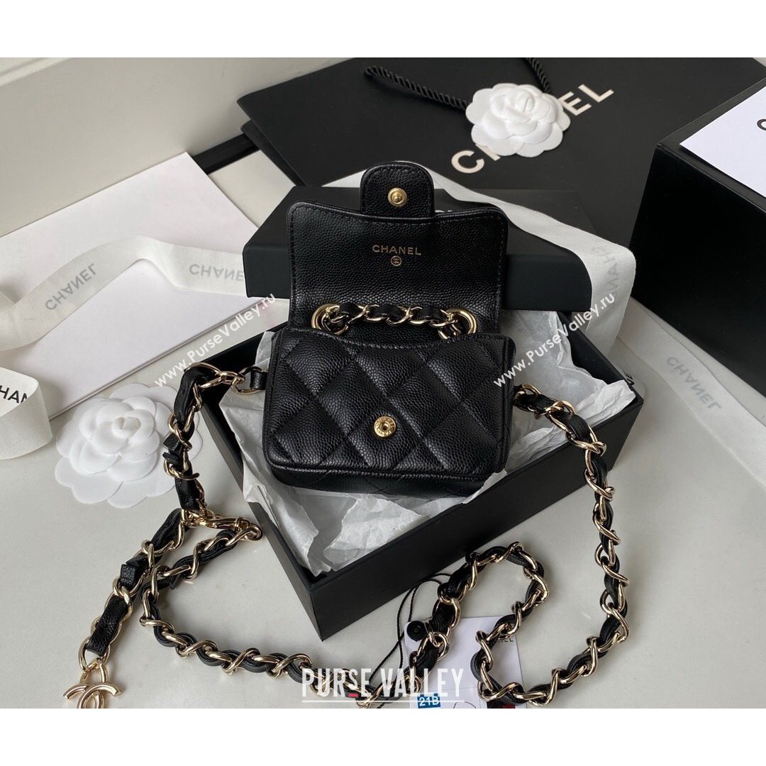 Chanel Grained Calfskin Mini Belt Bag AP2305 Black 2021 (SSZ-21082813)