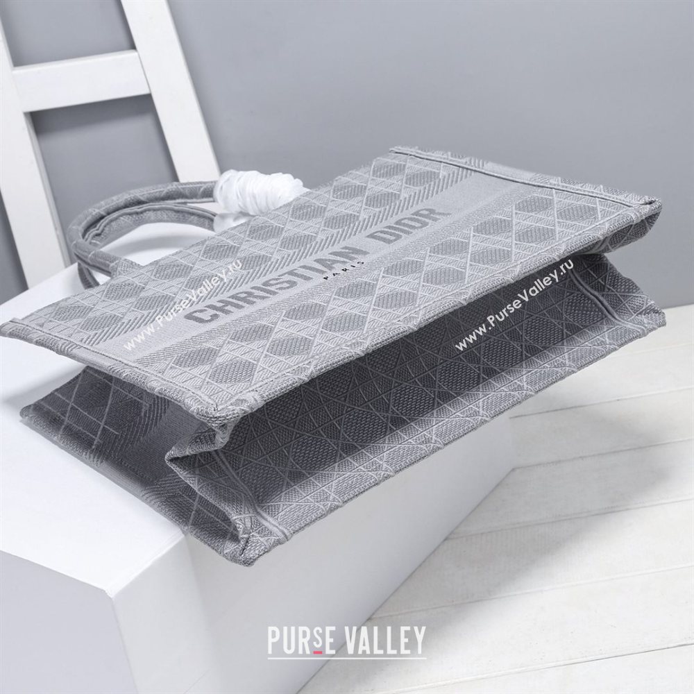 Dior Small Book Tote Bag in Grey Cannage Embroidery 2020 (XXG-20112632)