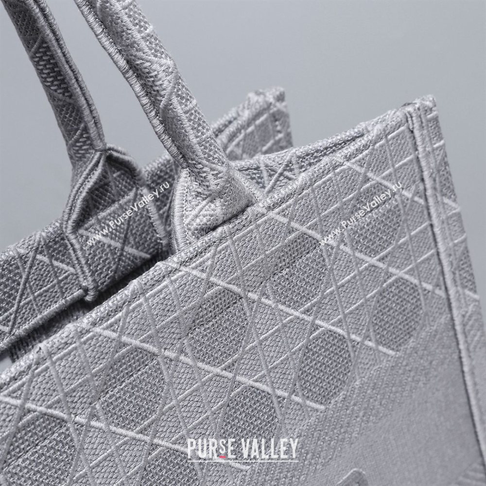Dior Small Book Tote Bag in Grey Cannage Embroidery 2020 (XXG-20112632)