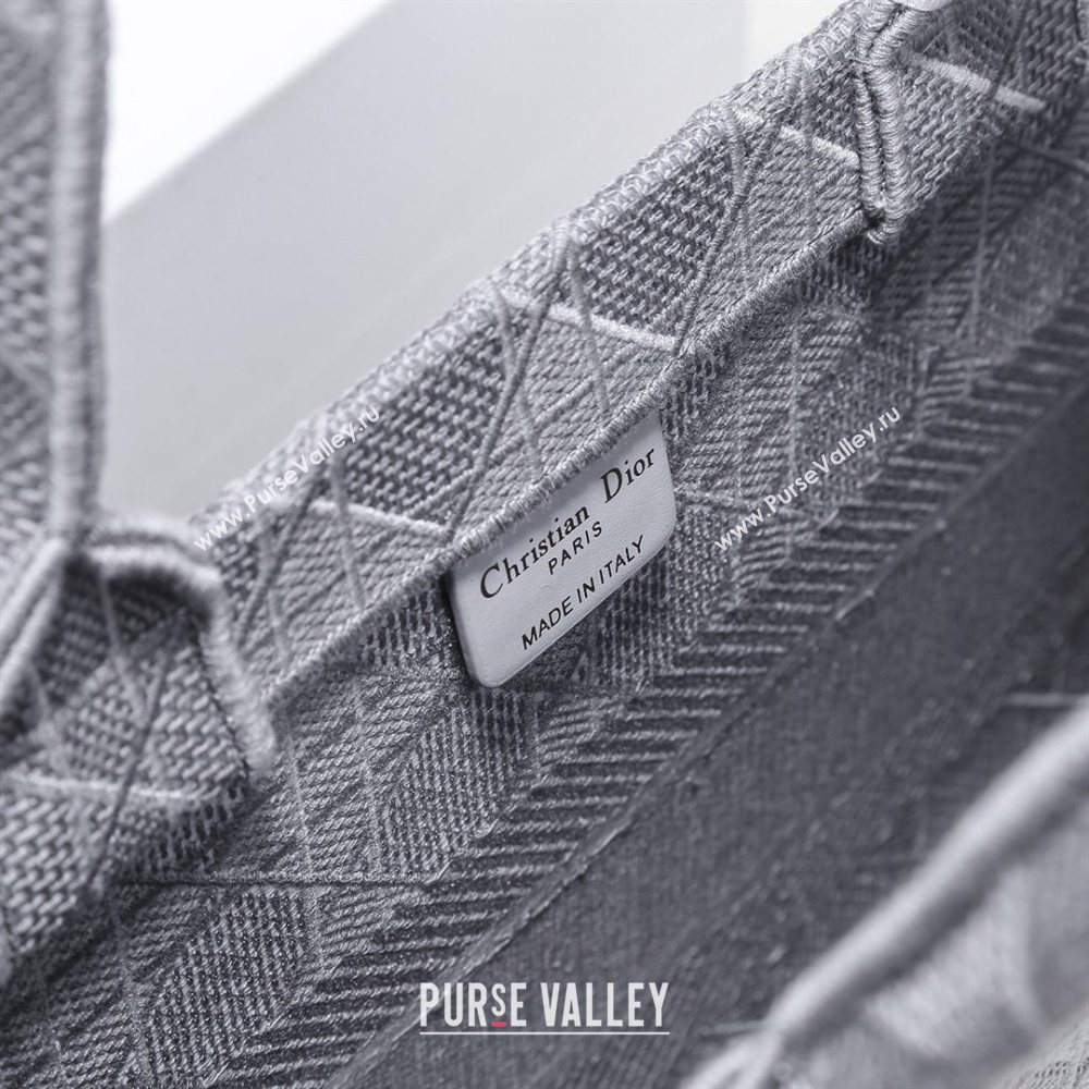 Dior Small Book Tote Bag in Grey Cannage Embroidery 2020 (XXG-20112632)