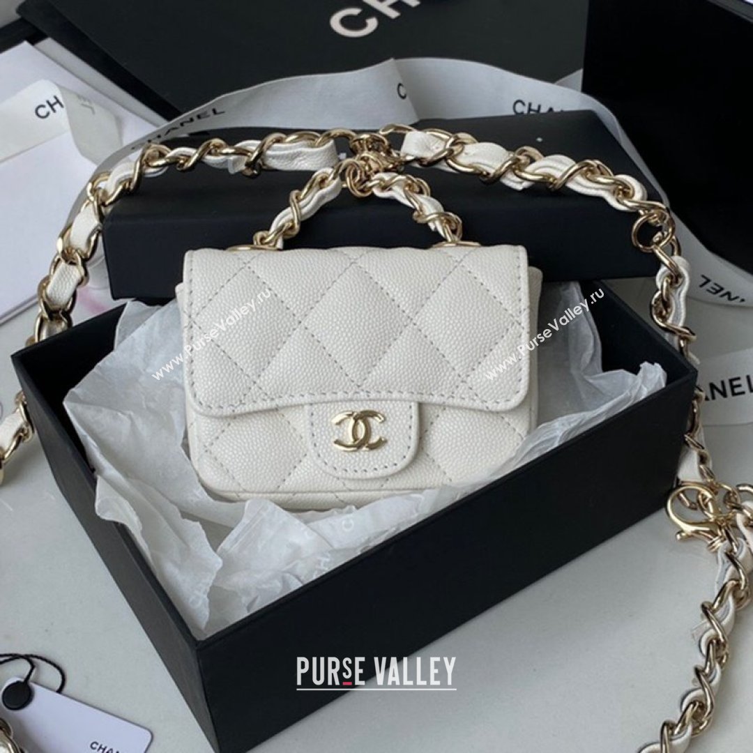 Chanel Grained Calfskin Mini Belt Bag AP2305 White 2021 (SSZ-21082814)