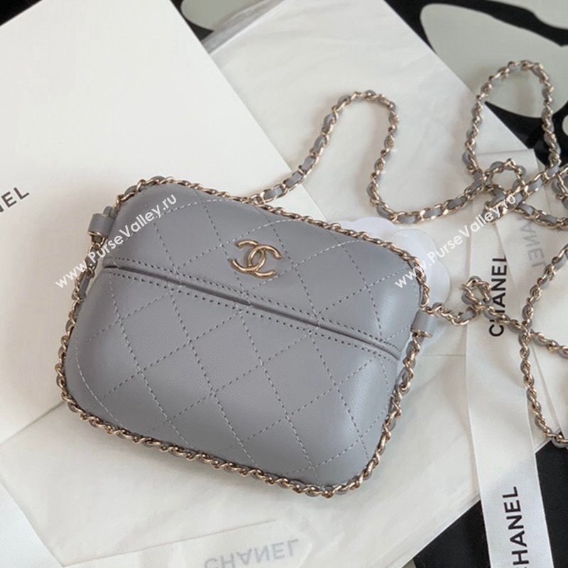 Chanel Lambskin Clutch with Chain AP2207 Gray 2021 (JY-21101234)