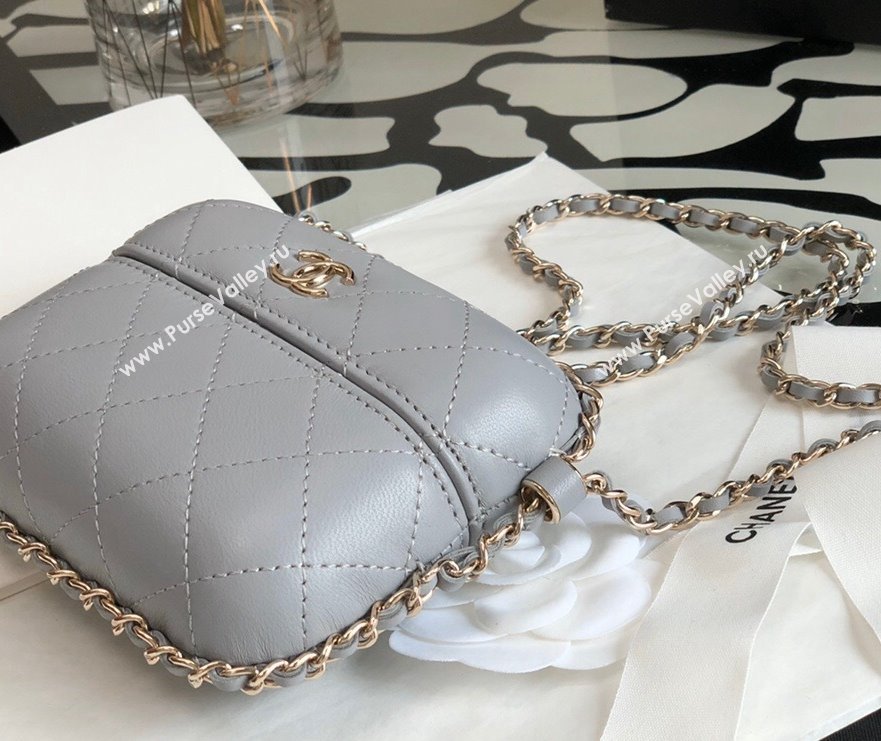 Chanel Lambskin Clutch with Chain AP2207 Gray 2021 (JY-21101234)