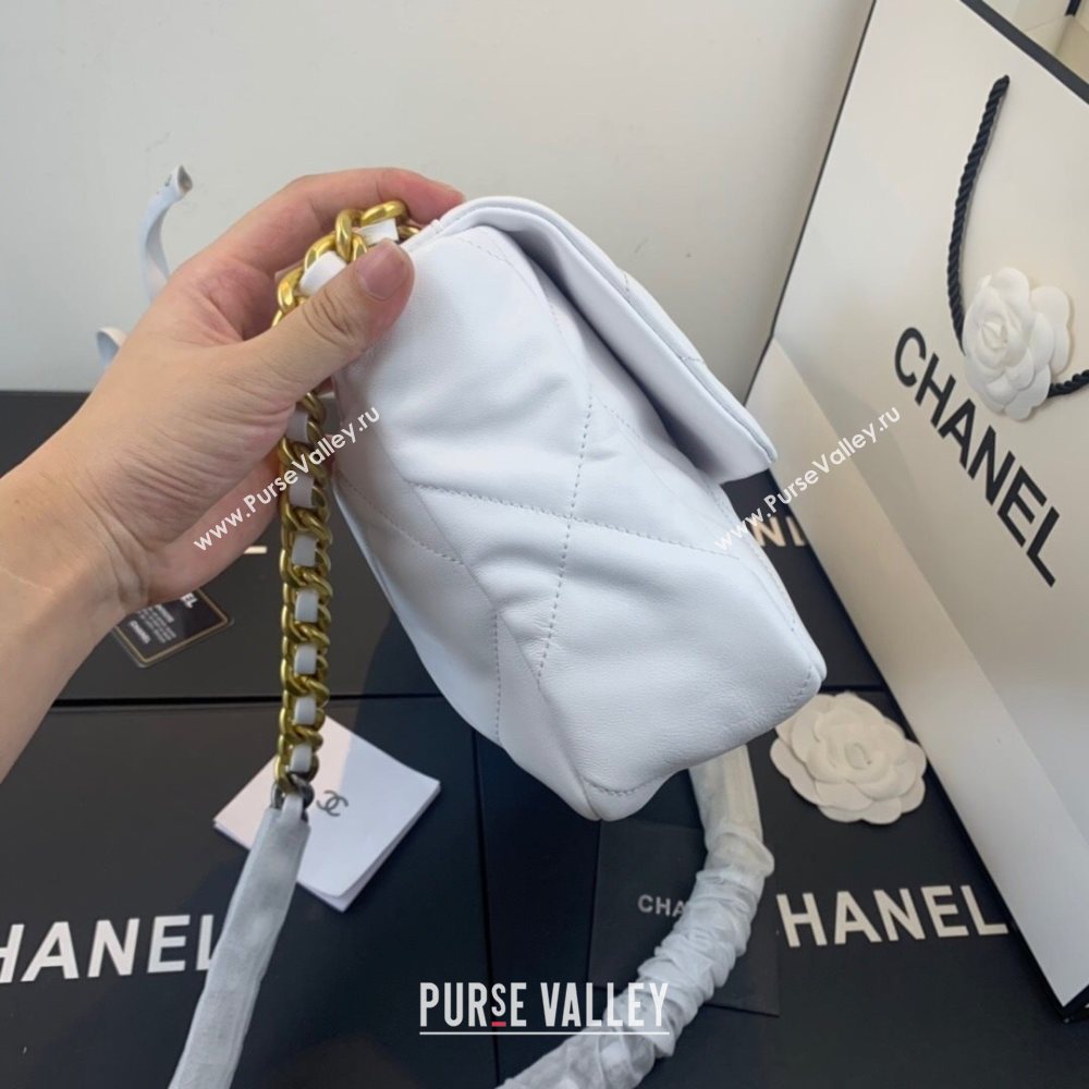 Chanel Quilted Lambskin Chanel 19 Large Flap Bag AS1161 White 2020  (SS-20111976)