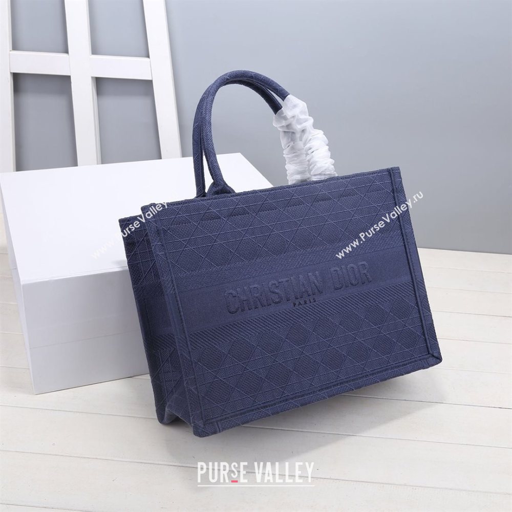 Dior Small Book Tote Bag in Blue Cannage Embroidery 2020 (XXG-20112629)