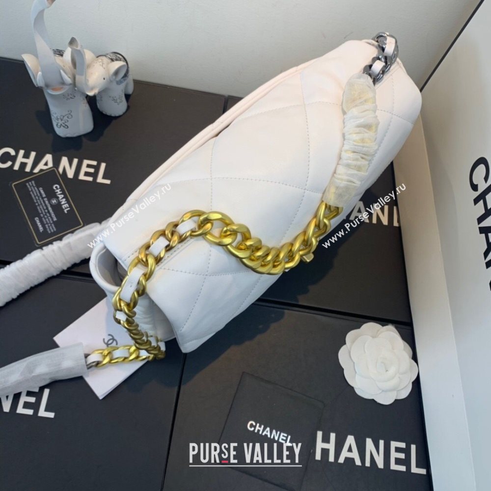 Chanel Quilted Lambskin Chanel 19 Large Flap Bag AS1161 White 2020  (SS-20111976)