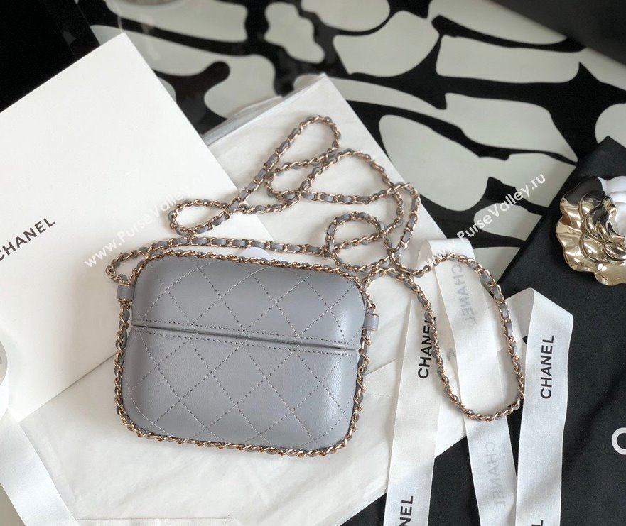 Chanel Lambskin Clutch with Chain AP2207 Gray 2021 (JY-21101234)