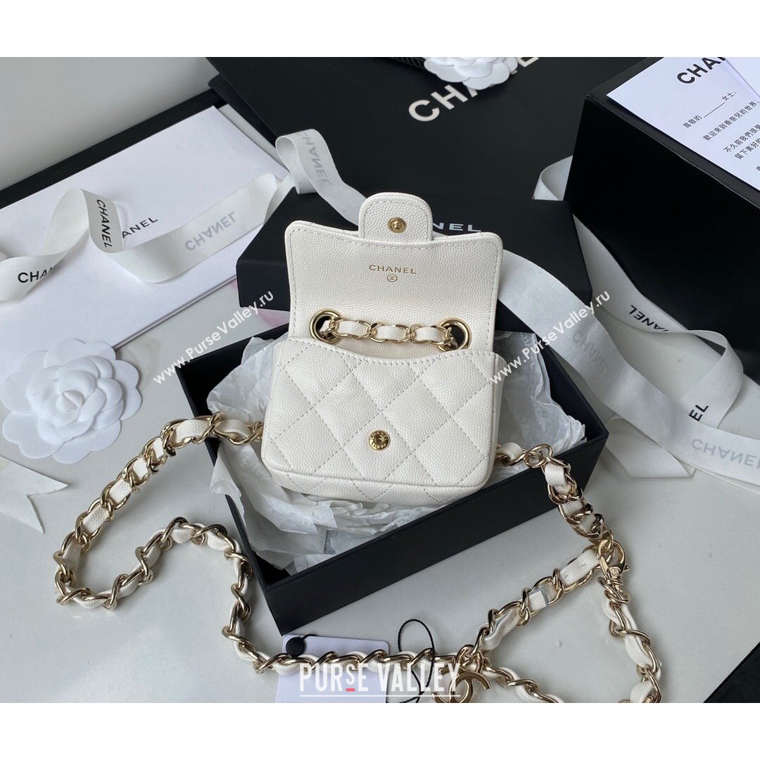 Chanel Grained Calfskin Mini Belt Bag AP2305 White 2021 (SSZ-21082814)