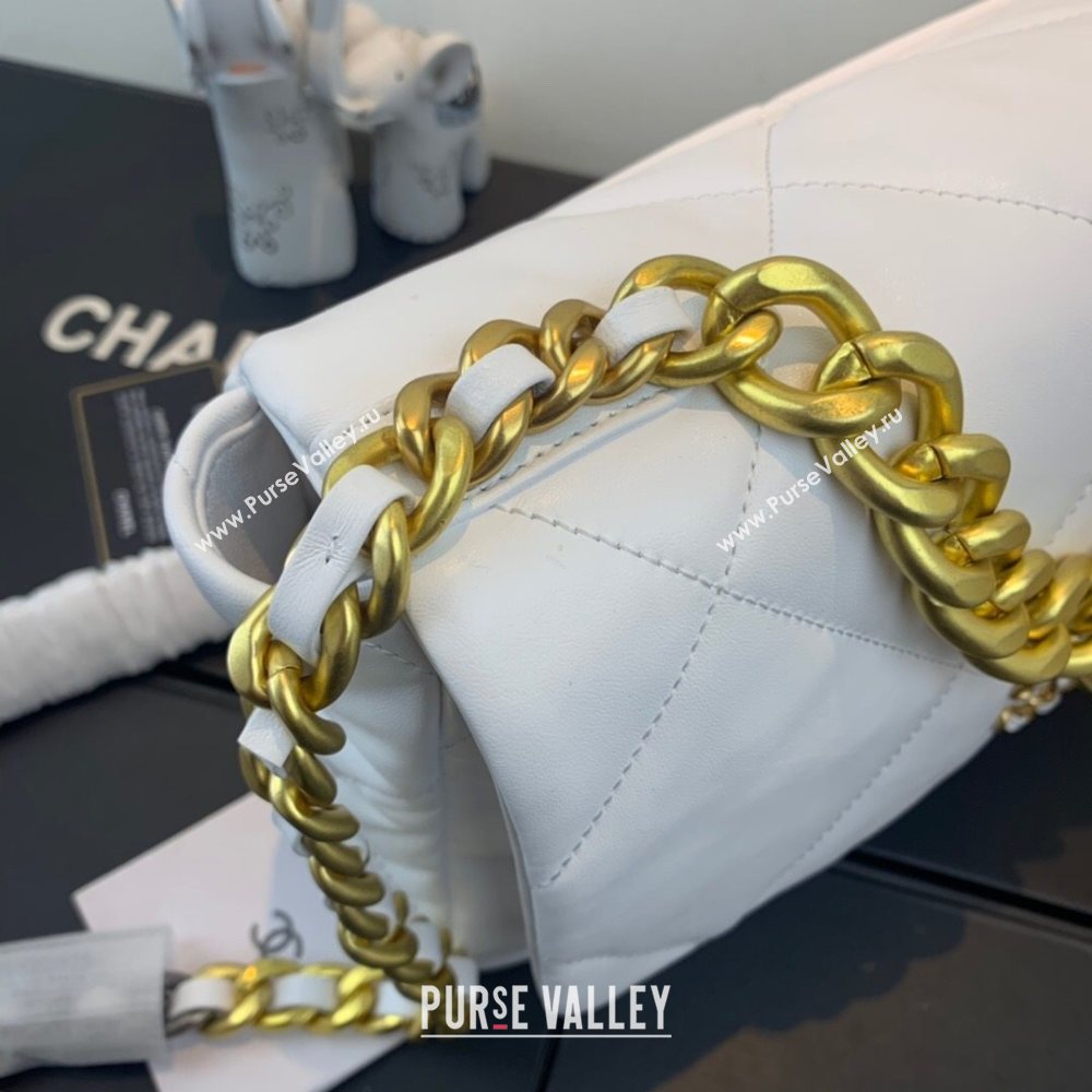 Chanel Quilted Lambskin Chanel 19 Large Flap Bag AS1161 White 2020  (SS-20111976)