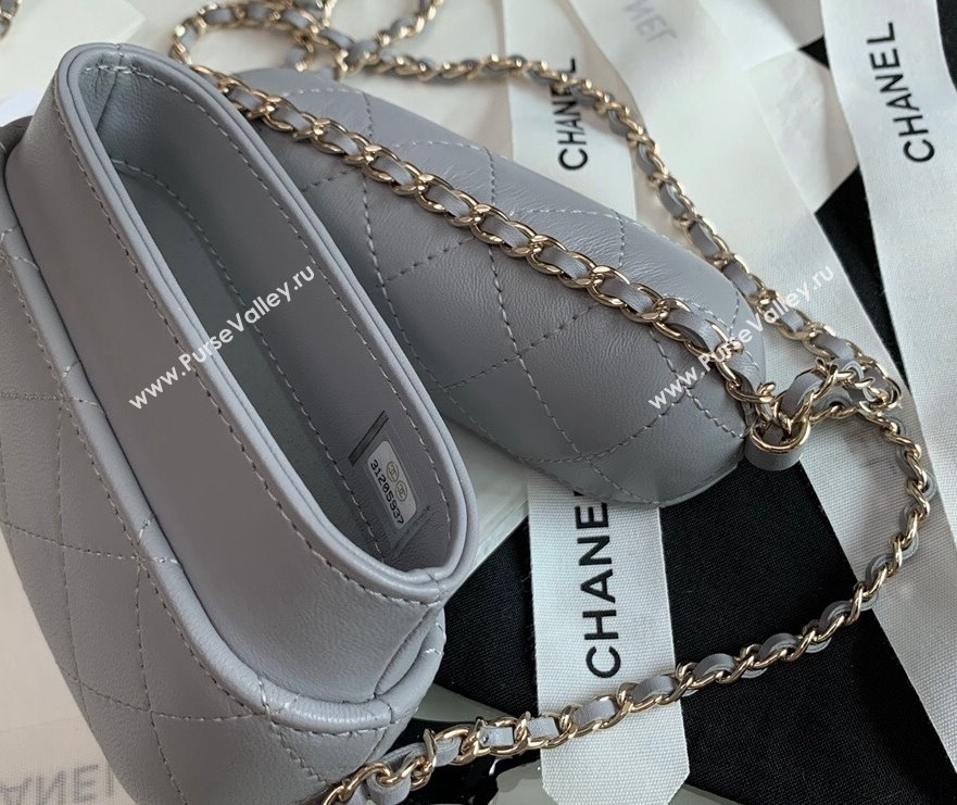 Chanel Lambskin Clutch with Chain AP2207 Gray 2021 (JY-21101234)