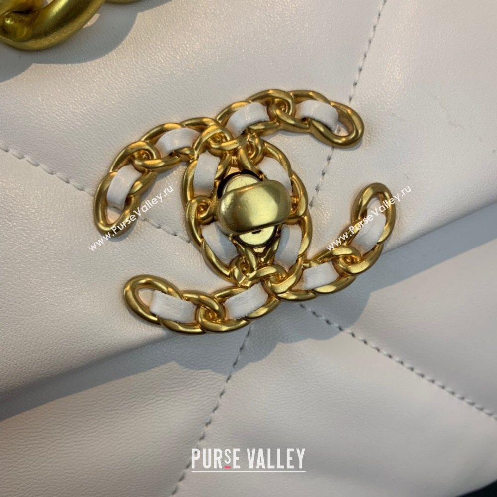 Chanel Quilted Lambskin Chanel 19 Large Flap Bag AS1161 White 2020  (SS-20111976)