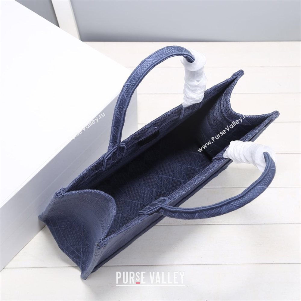Dior Small Book Tote Bag in Blue Cannage Embroidery 2020 (XXG-20112629)