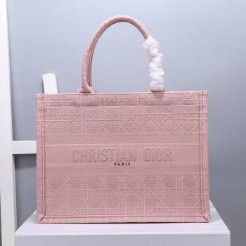 Dior Small Book Tote Bag in Pink Cannage Embroidery 2020 (XXG-20112630)