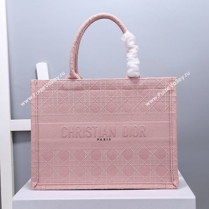 Dior Small Book Tote Bag in Pink Cannage Embroidery 2020 (XXG-20112630)