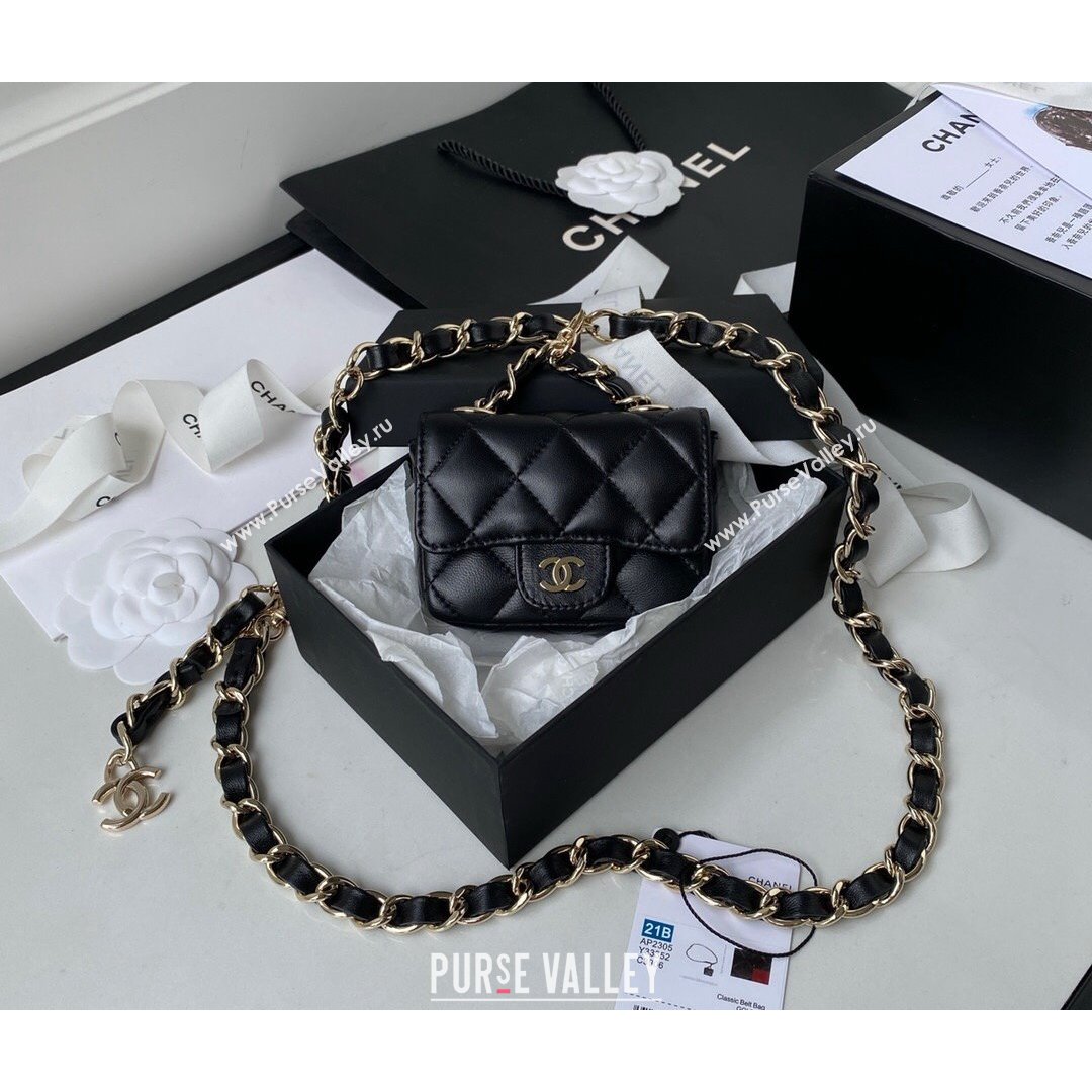 Chanel Lambskin Mini Belt Bag AP2305 Black 2021 (SSZ-21082815)
