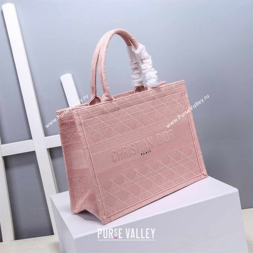 Dior Small Book Tote Bag in Pink Cannage Embroidery 2020 (XXG-20112630)