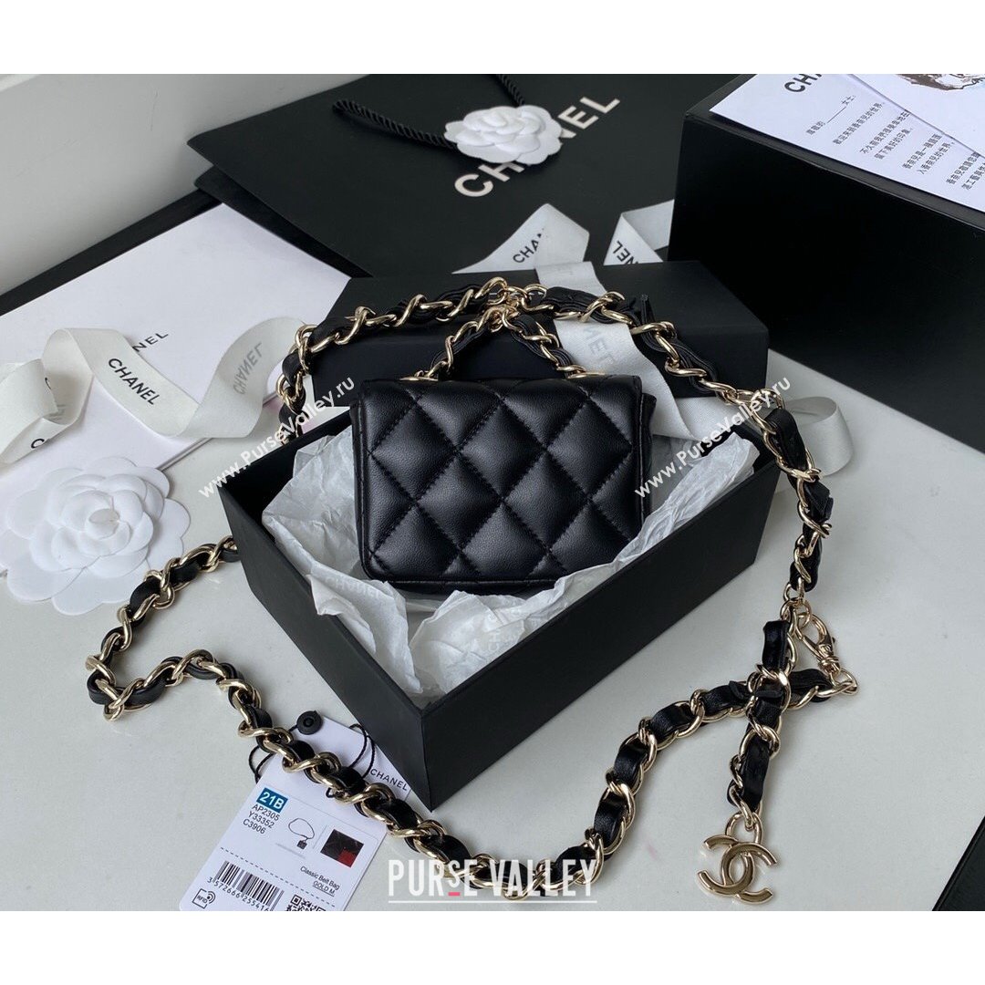 Chanel Lambskin Mini Belt Bag AP2305 Black 2021 (SSZ-21082815)