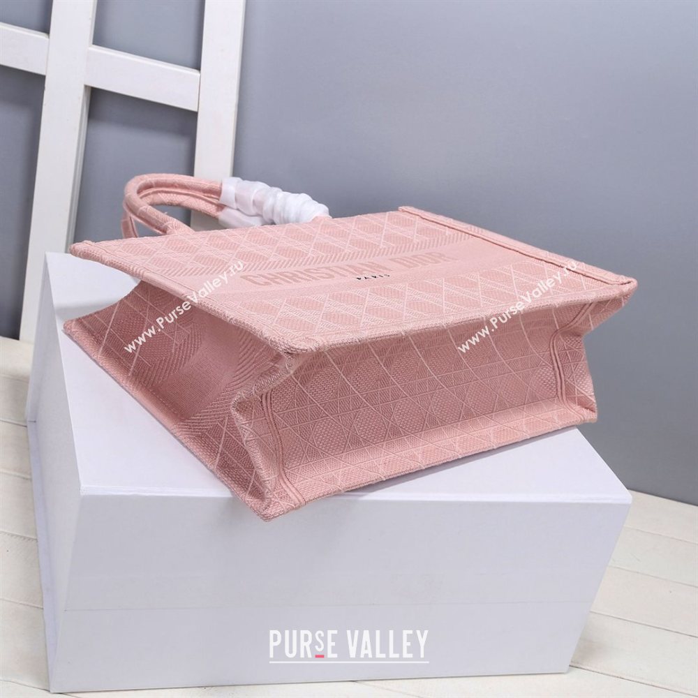 Dior Small Book Tote Bag in Pink Cannage Embroidery 2020 (XXG-20112630)